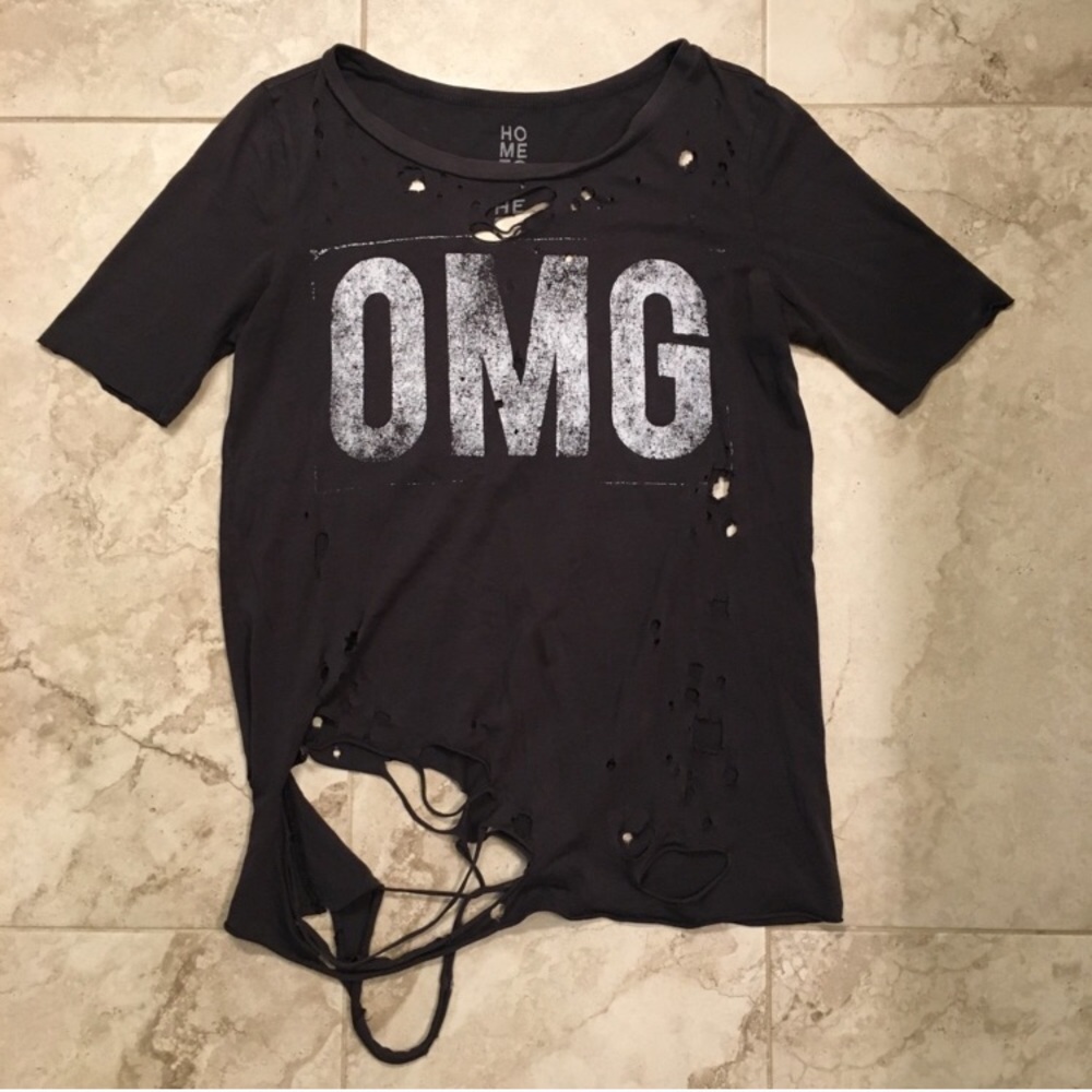 Urban Outfitters “OMG” Distressed Top